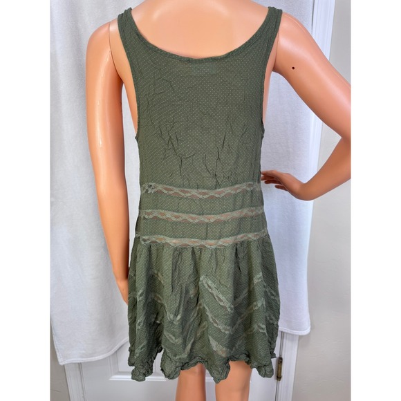 EUC Intimately Free People green polka dots lace boho flowy hippie shirt Size S+ - Picture 5 of 8